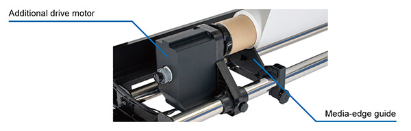 Additional drive motor / Media-edge guide