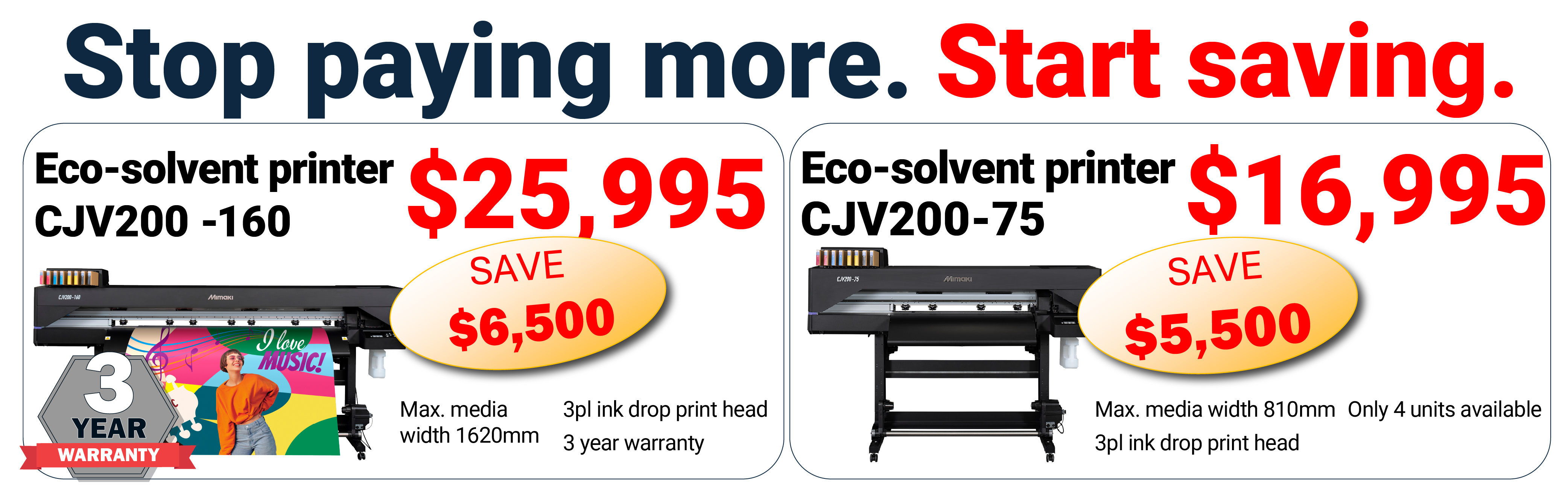 Stop Paying More. Start Saving campaign banner